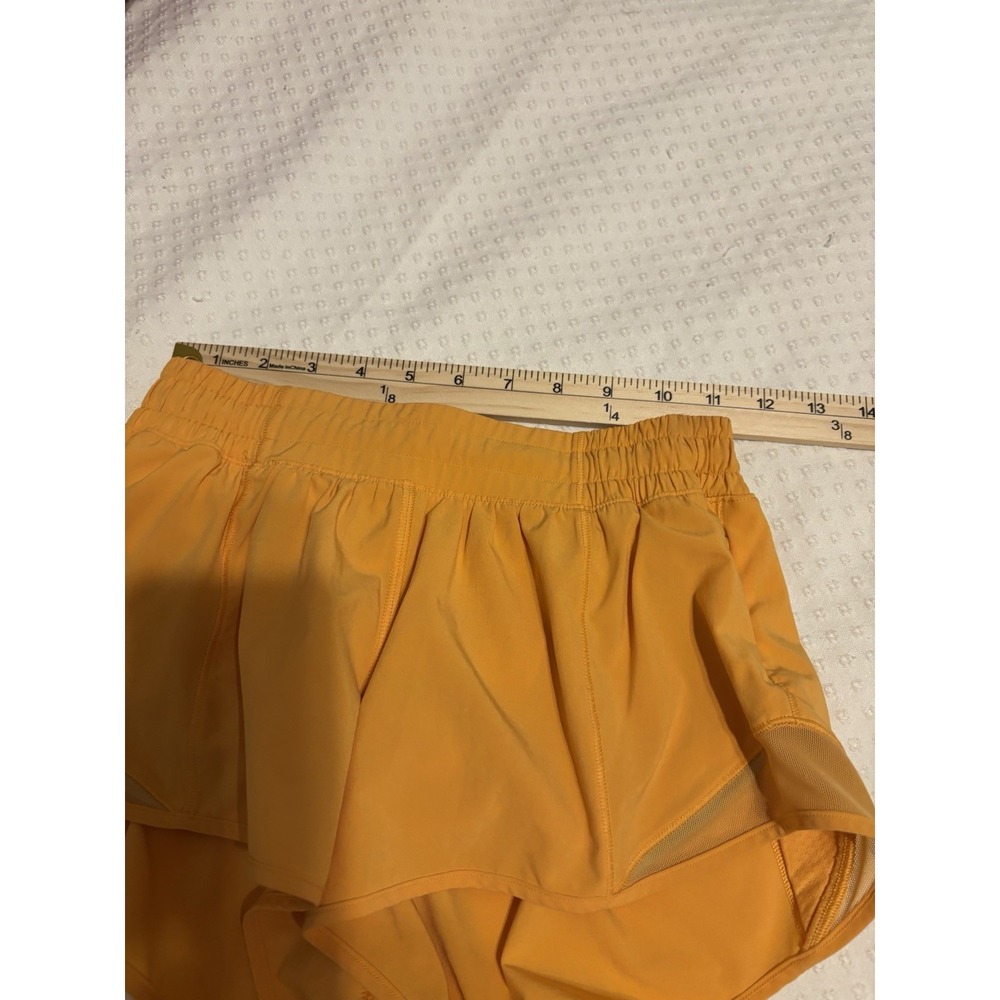 lululemon Yellow Women's Mesh Running Shorts Pull On Elastic Waist Pockets - Picture 5 of 9